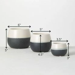SULLIVANS Black And White Ceramic Pot - Set of 3 -VIGORO Sales glaze sullivans plant pots cm2971 44 1000