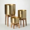 SULLIVANS Brass Planter On Stands - Set of 3 -VIGORO Sales gold sullivans plant pots n2714 64 1000