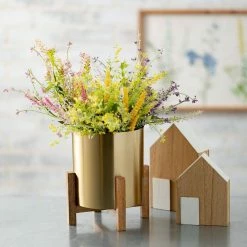 SULLIVANS Brass Planter On Stands - Set of 2 8 SULLIVANS Brass Planter On Stands - Set of 2 -VIGORO Sales gold sullivans plant pots n2715 4f 1000