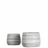 SULLIVANS Gray and White Ceramic Striped Planter - Set of 2 -VIGORO Sales gray and white sullivans plant pots cm2787 64 1000