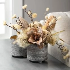 SULLIVANS Gray Geometric Print Cement Pot - Set of 3 -VIGORO Sales gray patterned sullivans plant pots cmt1207 fa 1000