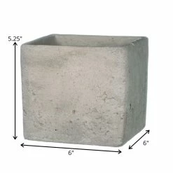 SULLIVANS Gray Cement Square Planter -VIGORO Sales gray sullivans plant pots cmt1090 1f 1000