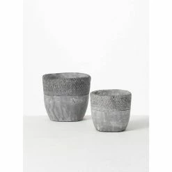 SULLIVANS Gray Cement Pot (Set of 2) -VIGORO Sales gray sullivans plant pots cmt1187 1f 1000