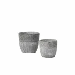 SULLIVANS Gray Cement Pot (Set of 2)