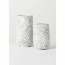 SULLIVANS Gray Cement Pot - Set of 2 -VIGORO Sales gray sullivans plant pots cmt1189 1f 1000