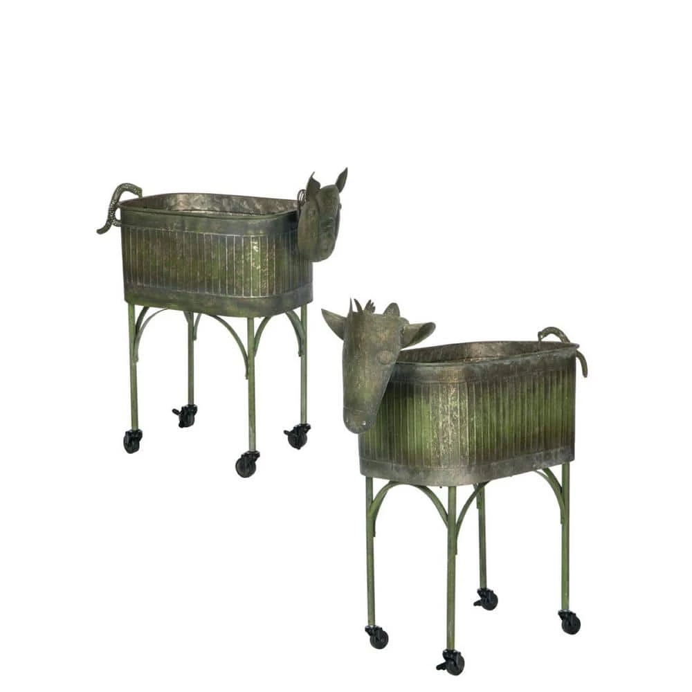 SULLIVANS Green Metal Farm Animal Planters (Set of 2) 3 SULLIVANS Green Metal Farm Animal Planters (Set of 2)