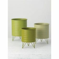 SULLIVANS Green Metal Planters (Set of 3) 9 SULLIVANS Green Metal Planters (Set of 3) -VIGORO Sales green sullivans plant pots met1510 1f 1000