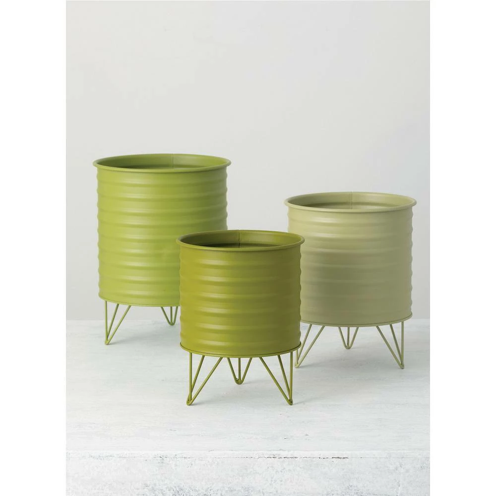 SULLIVANS Green Metal Planters (Set of 3) 6 SULLIVANS Green Metal Planters (Set of 3) - Image 4