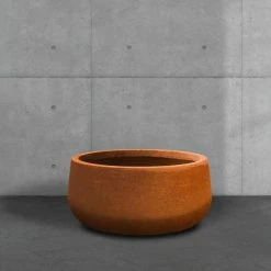KANTE 16 in. Dia. Round Iron Oxide Concrete Bowl Planter, Outdoor Indoor Large Planter Pot with Drainage Hole -VIGORO Sales iron oxide kante plant pots rc0051b c80621 31 1000