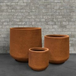KANTE 17.3 in., 13.4 in., & 10.6 in. H Round Iron Oxide Concrete Planter (Set of 3) Outdoor Indoor Large Pots w/Drainage Holes -VIGORO Sales iron oxide kante plant pots rf2015022bcd c80621 31 1000