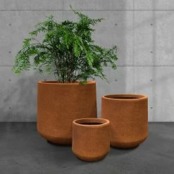 KANTE 17.3 in., 13.4 in., & 10.6 in. H Round Iron Oxide Concrete Planter (Set of 3) Outdoor Indoor Large Pots w/Drainage Holes -VIGORO Sales iron oxide kante plant pots rf2015022bcd c80621 76 1000