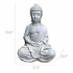 KANTE 25.6 in. H Natural Concrete/Fiberglass Indoor Outdoor Sitting Meditating Zen Buddha Statue -VIGORO Sales kante garden statues osp141006 c80021 31 1000