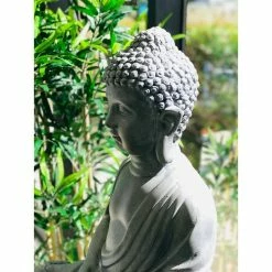 KANTE 25.6 in. H Natural Concrete/Fiberglass Indoor Outdoor Sitting Meditating Zen Buddha Statue -VIGORO Sales kante garden statues osp141006 c80021 4f 1000