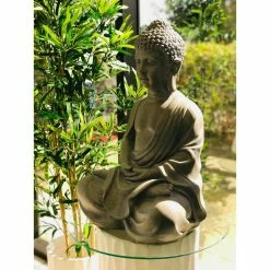 KANTE 25.6 in. H Natural Concrete/Fiberglass Indoor Outdoor Sitting Meditating Zen Buddha Statue -VIGORO Sales kante garden statues osp141006 c80021 76 1000