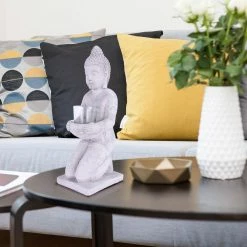 KANTE 12.8 in. H Gray Cement Buddha Tealight Candle Holder Garden Statue Ornament -VIGORO Sales kante garden statues sx20200173 1f 1000