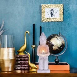 KANTE 12.8 in. H Gray Cement Buddha Tealight Candle Holder Garden Statue Ornament -VIGORO Sales kante garden statues sx20200173 44 1000