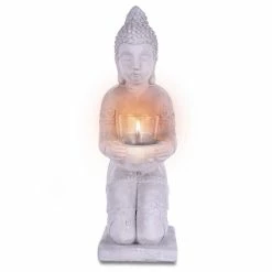 KANTE 12.8 in. H Gray Cement Buddha Tealight Candle Holder Garden Statue Ornament -VIGORO Sales kante garden statues sx20200173 fa 1000