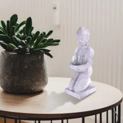 KANTE 12.8 in. H Gray Cement Buddha Garden Statue Tealight Candle Holder Ornament -VIGORO Sales kante garden statues sx20200175 1f 1000