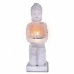 KANTE 12.8 in. H Gray Cement Buddha Garden Statue Tealight Candle Holder Ornament -VIGORO Sales kante garden statues sx20200175 44 1000