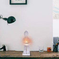 KANTE 12.8 in. H Gray Cement Buddha Garden Statue Tealight Candle Holder Ornament -VIGORO Sales kante garden statues sx20200175 4f 1000