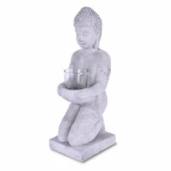 KANTE 12.8 in. H Gray Cement Buddha Garden Statue Tealight Candle Holder Ornament -VIGORO Sales kante garden statues sx20200175 fa 1000