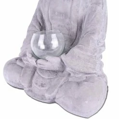 KANTE 14.17 in. H Gray Cement Meditating Buddha Garden Statue Tealight Candle Holder Ornament -VIGORO Sales kante garden statues sx20200179 76 1000