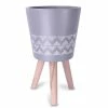 KANTE 17.4 in. Tall Light Gray Lightweight Concrete Classic Outdoor/Indoor Cylindrical Planter with 3 Wooden Legs -VIGORO Sales light gray kante plant pots 18h231 ct 64 1000