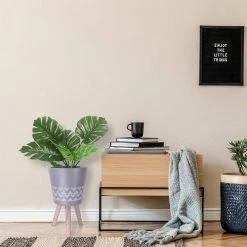 KANTE 17.4 in. Tall Light Gray Lightweight Concrete Classic Outdoor/Indoor Cylindrical Planter with 3 Wooden Legs -VIGORO Sales light gray kante plant pots 18h231 ct fa 1000