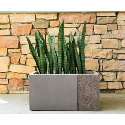 KANTE 31 in and 23 in. L Rectangular Lodgepole Concrete/Fiberglass Indoor Outdoor Elegant Long Planters (Set of 2) -VIGORO Sales lodgepole kante plant pots osf0219ab c81051 4f 1000