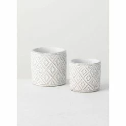 SULLIVANS Multi-Color Cement Patterned Pot (Set of 2)