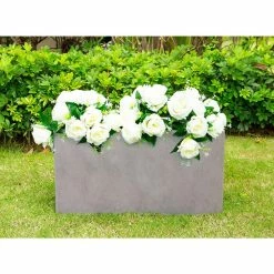 KANTE 23 in. L Rectangular Natural Concrete/Fiberglass Indoor Outdoor Elegant Long Planter -VIGORO Sales natural concrete kante plant pots osf0104a c80021 c3 1000