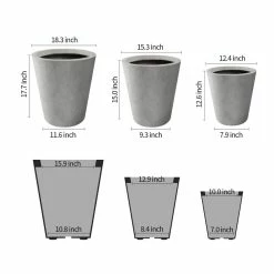 KANTE Large, Medium, Small Round Natural Finish Lightweight Concrete and Weather Resistant Fiberglass Planters (Set of 3) -VIGORO Sales natural concrete kante plant pots rc0154bcd c80021 4f 1000