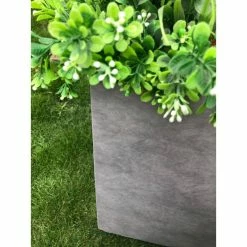 KANTE Set of 3 Lightweight Modern Square Outdoor Planters, 16 in., 12 in. and 10 in. Tall, Natural Concrete -VIGORO Sales natural concrete kante plant pots rf0001abcc80021 4f 1000