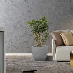 KANTE Square Natural Finish Lightweight Concrete & Weather Resistant Fiberglass Planters with Drainage Holes (Set of 3) -VIGORO Sales natural concrete kante plant pots rf0126abc c80021 fa 1000