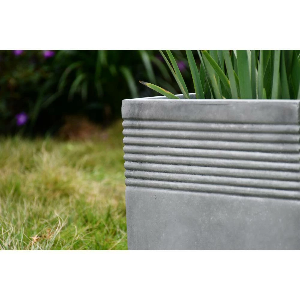 KANTE Small 15 in. Tall Natural Lightweight Concrete Modern Square Outdoor Planter 12 KANTE Small 15 in. Tall Natural Lightweight Concrete Modern Square Outdoor Planter - Image 10