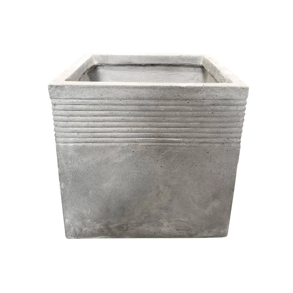 KANTE Small 15 in. Tall Natural Lightweight Concrete Modern Square Outdoor Planter 3 KANTE Small 15 in. Tall Natural Lightweight Concrete Modern Square Outdoor Planter