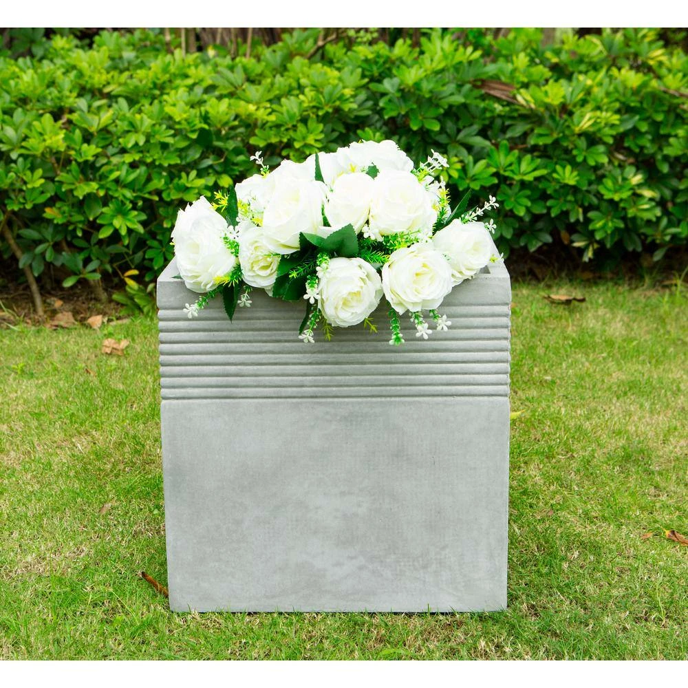 KANTE Small 15 in. Tall Natural Lightweight Concrete Modern Square Outdoor Planter 10 KANTE Small 15 in. Tall Natural Lightweight Concrete Modern Square Outdoor Planter - Image 8