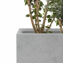 KANTE 6.89"W x 19.49"L x 15.94"H Rectangular Natural Finish Lightweight Concrete and Fiberglass Long Planter w/ Drainage Hole -VIGORO Sales natural concrete kante plant pots rf0260a c80021 1f 1000
