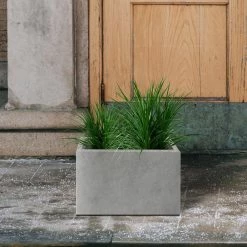 KANTE 6.89"W x 19.49"L x 15.94"H Rectangular Natural Finish Lightweight Concrete and Fiberglass Long Planter w/ Drainage Hole -VIGORO Sales natural concrete kante plant pots rf0260a c80021 76 1000