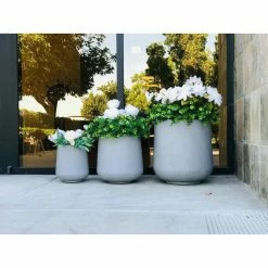 KANTE 17.3 in. Tall Natural Lightweight Concrete Footed Tulip Outdoor Round Planter (Set of 3) -VIGORO Sales natural kante plant pots rf2015022bcd c80021 1f 1000