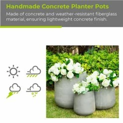 KANTE 17.3 in. Tall Natural Lightweight Concrete Footed Tulip Outdoor Round Planter (Set of 3) -VIGORO Sales natural kante plant pots rf2015022bcd c80021 fa 1000