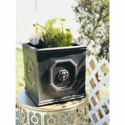 KANTE 12.6 in. Tall Oil Rubbed Bronze Lightweight Concrete Classic Square English Style Lion Head Planter -VIGORO Sales oil rubbed bronze kante plant pots rf0172b c80201 1f 1000