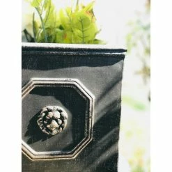 KANTE 12.6 in. Tall Oil Rubbed Bronze Lightweight Concrete Classic Square English Style Lion Head Planter -VIGORO Sales oil rubbed bronze kante plant pots rf0172b c80201 4f 1000