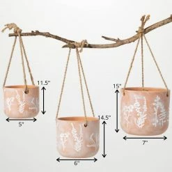 SULLIVANS Terracotta Herb Hanging Ceramic Planters - Set of 3 -VIGORO Sales orange sullivans plant pots cm3008 1f 1000