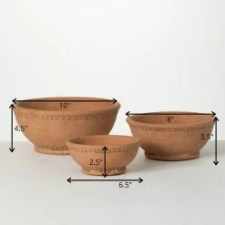 SULLIVANS Adobe Cement Dish Planter - Set of 3 -VIGORO Sales orange sullivans plant pots cmt1218 44 1000