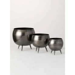 SULLIVANS Pewter Metal Pot With Feet (Set of 3) 9 SULLIVANS Pewter Metal Pot With Feet (Set of 3) -VIGORO Sales pewter sullivans plant pots met1626 1f 1000