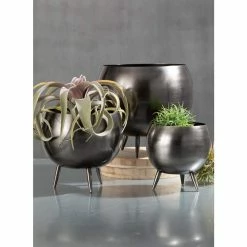 SULLIVANS Pewter Metal Pot With Feet (Set of 3) 8 SULLIVANS Pewter Metal Pot With Feet (Set of 3) -VIGORO Sales pewter sullivans plant pots met1626 4f 1000