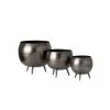 SULLIVANS Pewter Metal Pot With Feet (Set of 3)
