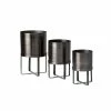 SULLIVANS Pewter Metal Planter With Stand (Set of 3) -VIGORO Sales pewter sullivans plant pots met1627 64 1000