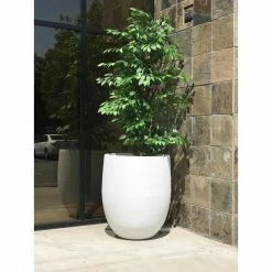 KANTE 21.7 in. H Round Pure White Concrete Indoor Outdoor Modern Tall Planter -VIGORO Sales pure white kante plant pots osc0066a c80011 1f 1000